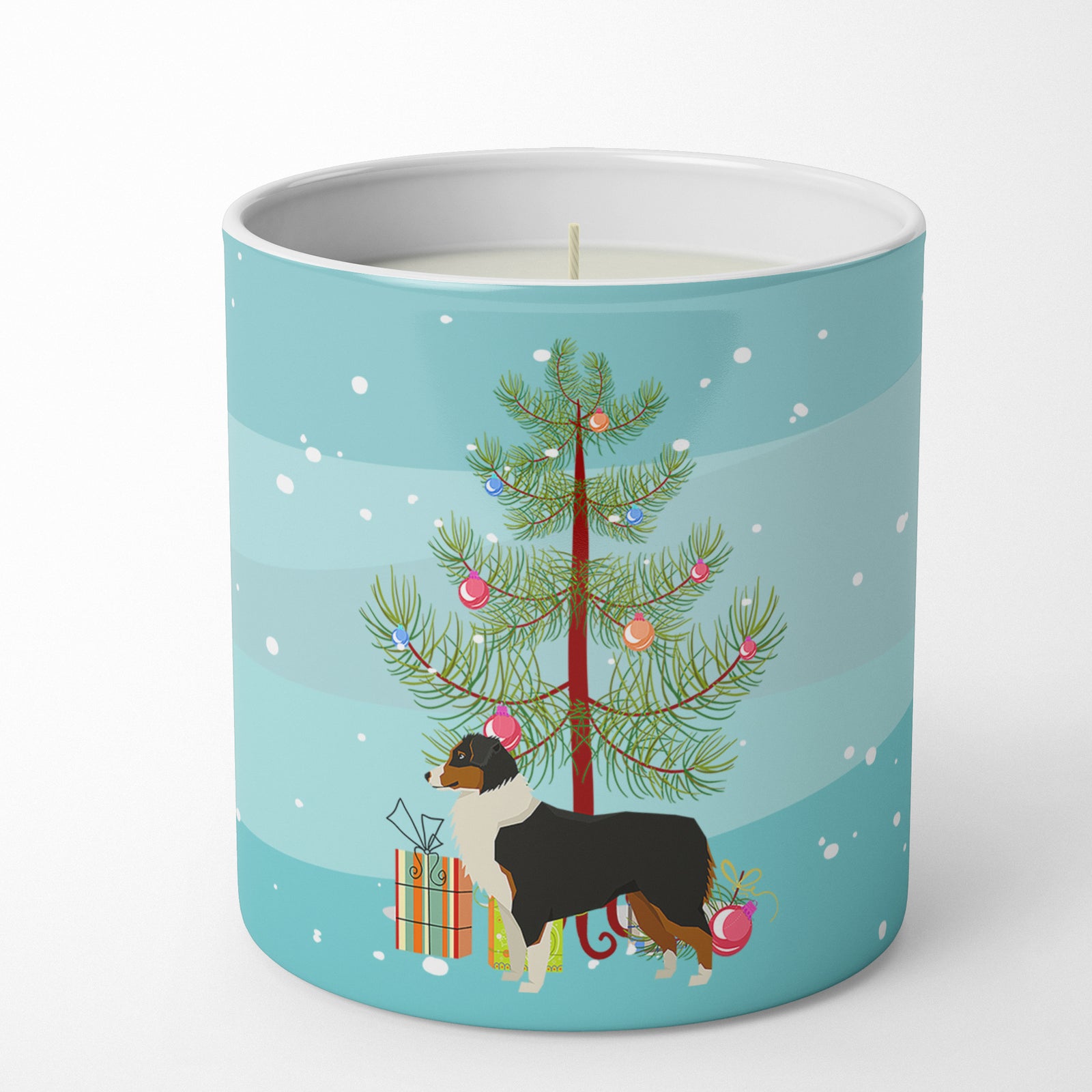 Caroline's Treasures Australian Shepherd Christmas Tree 10 oz Decorative Soy Candle