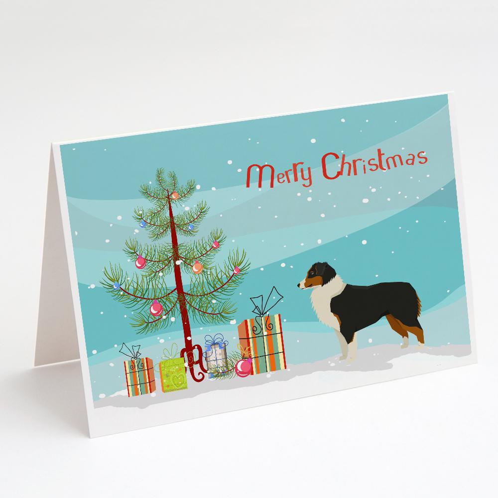 Buy this Australian Shepherd Christmas Tree Greeting Cards and Envelopes Pack of 8