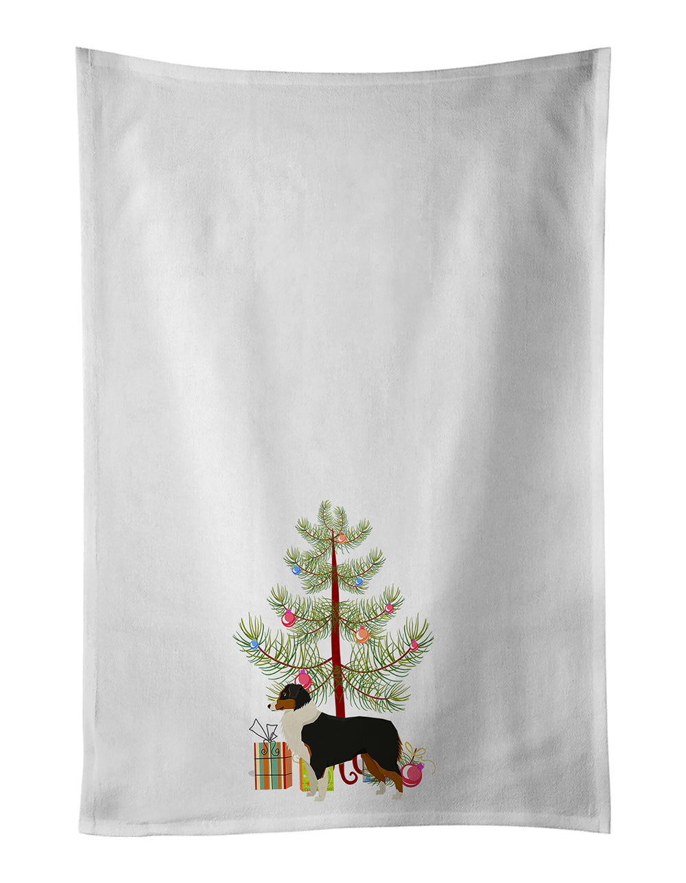 Buy this Australian Shepherd Christmas Tree White Kitchen Towel Set of 2