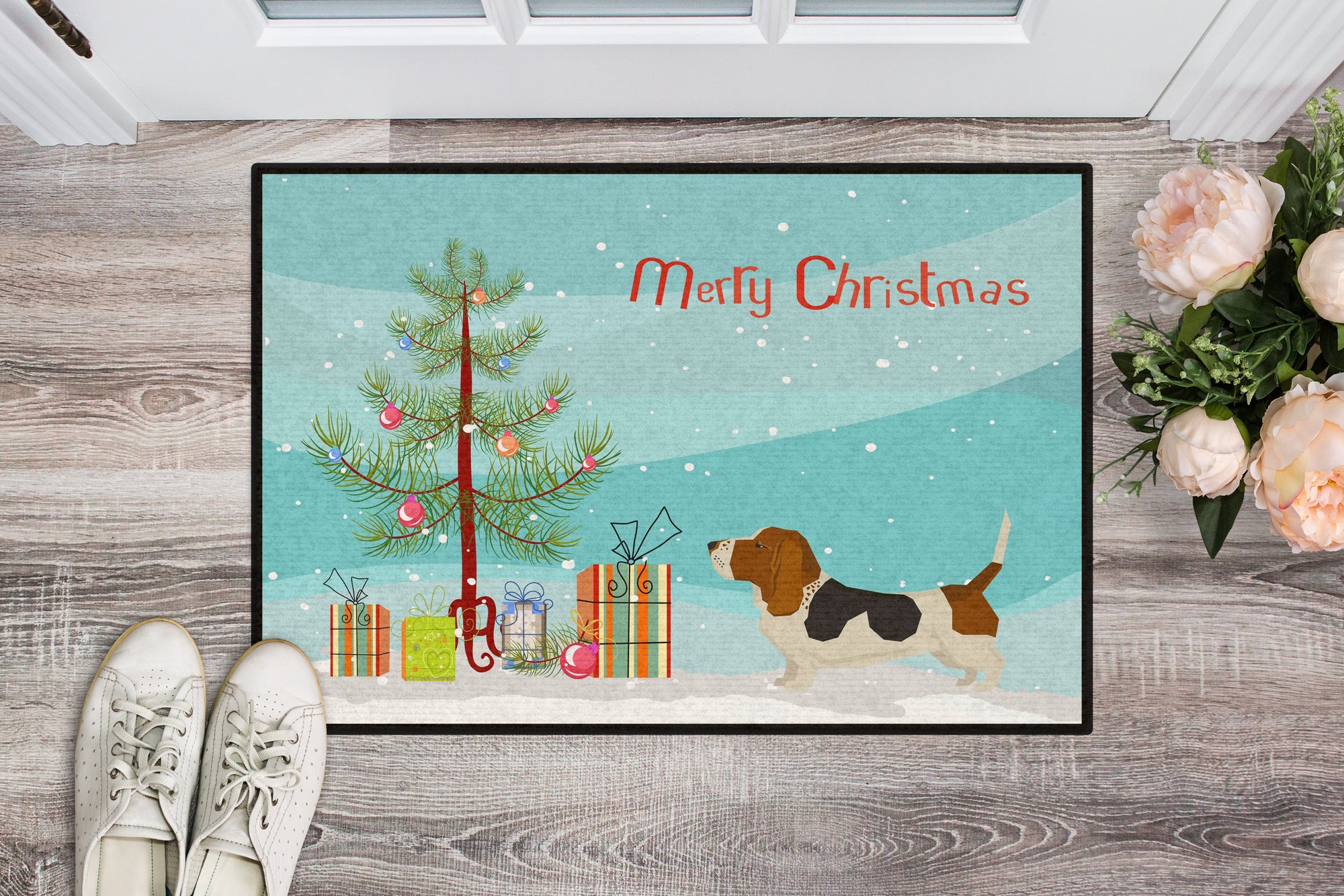 Basset Hound Christmas Tree Indoor or Outdoor Mat 24x36 CK3518JMAT by Caroline's Treasures