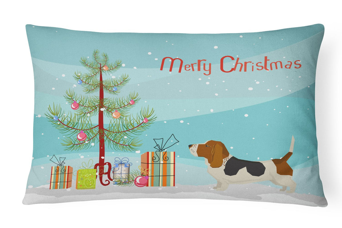 Basset Hound Christmas Tree Canvas Fabric Decorative Pillow CK3518PW1216 by Caroline&#39;s Treasures