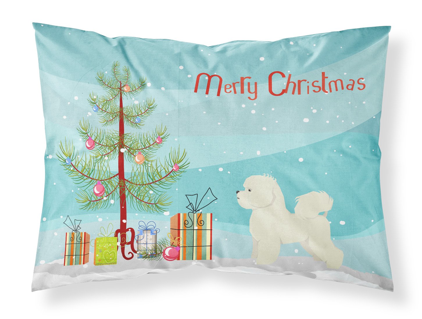 Bichon Frise Christmas Tree Fabric Standard Pillowcase CK3521PILLOWCASE by Caroline's Treasures