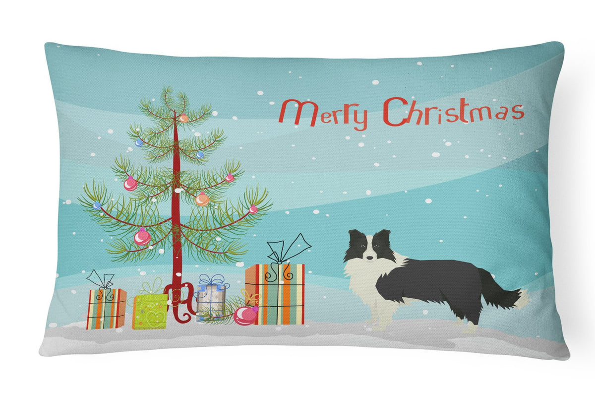 Border Collie Christmas Tree Canvas Fabric Decorative Pillow CK3522PW1216 by Caroline&#39;s Treasures