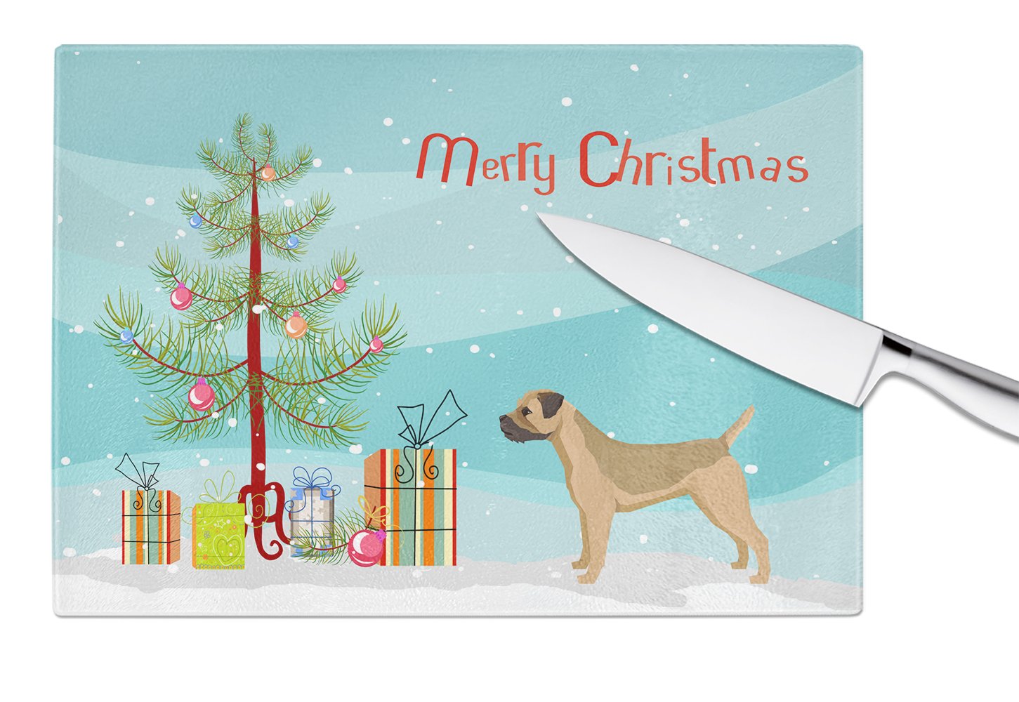 Border Terrier Christmas Tree Glass Cutting Board Large CK3523LCB by Caroline's Treasures