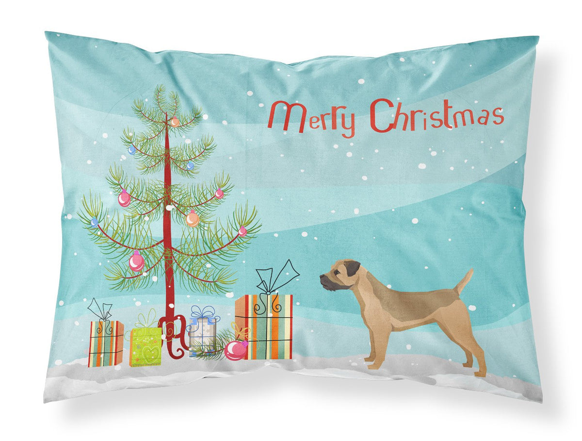 Border Terrier Christmas Tree Fabric Standard Pillowcase CK3523PILLOWCASE by Caroline&#39;s Treasures