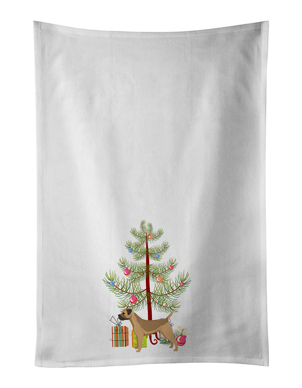 Buy this Border Terrier Christmas Tree White Kitchen Towel Set of 2