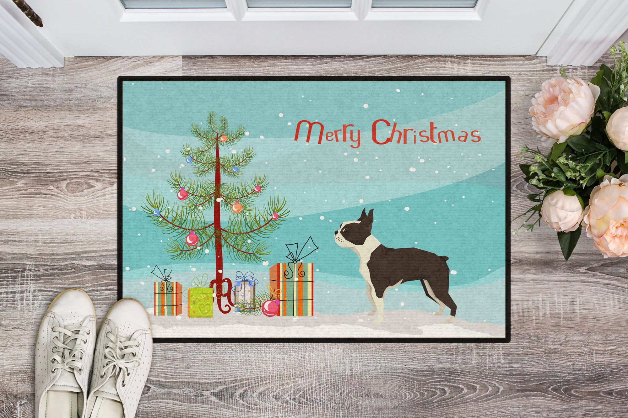 Boston Terrier Christmas Tree Indoor or Outdoor Mat 24x36 CK3525JMAT by Caroline's Treasures