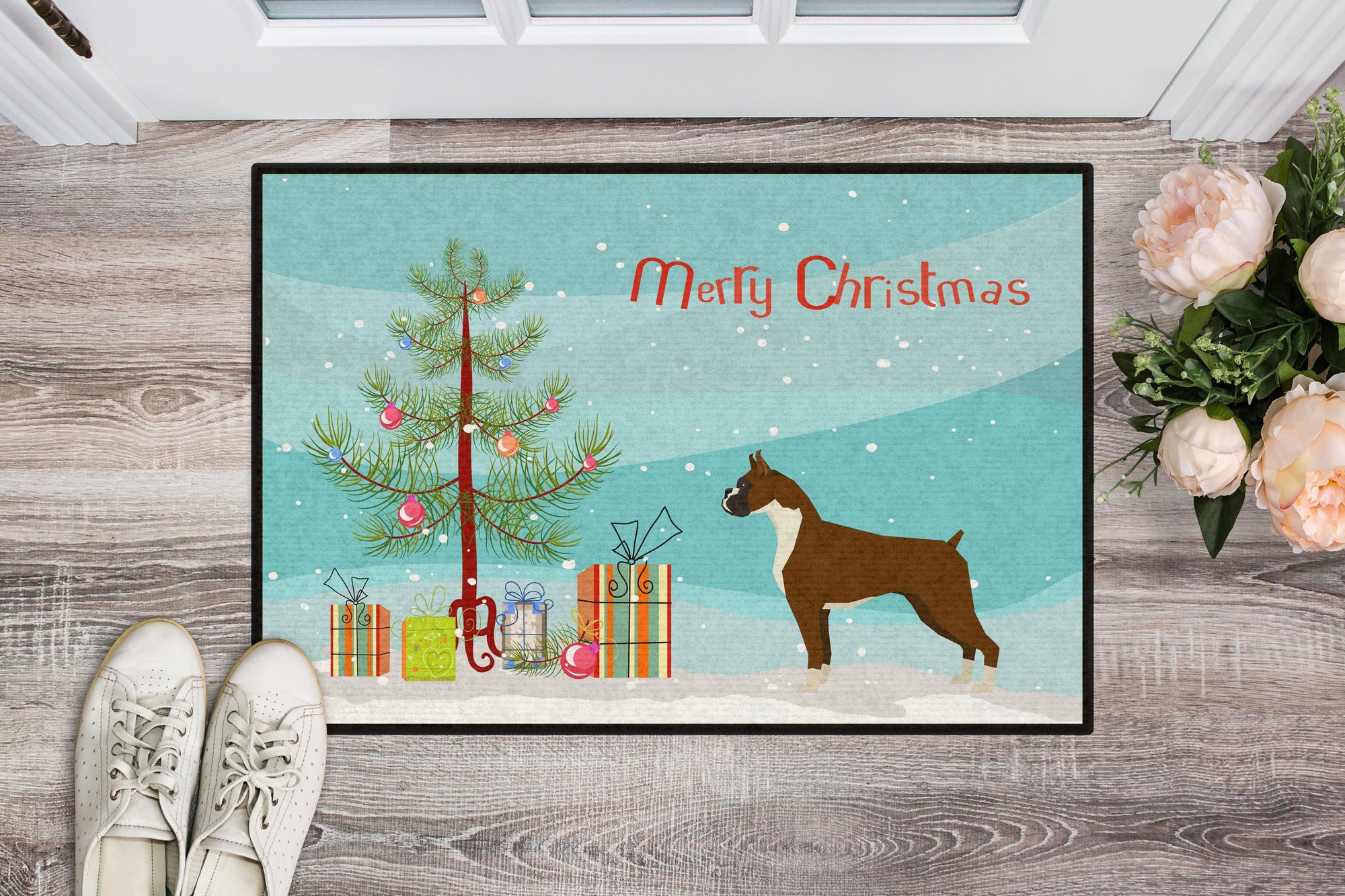 Boxer Christmas Tree Indoor or Outdoor Mat 24x36 CK3526JMAT by Caroline's Treasures