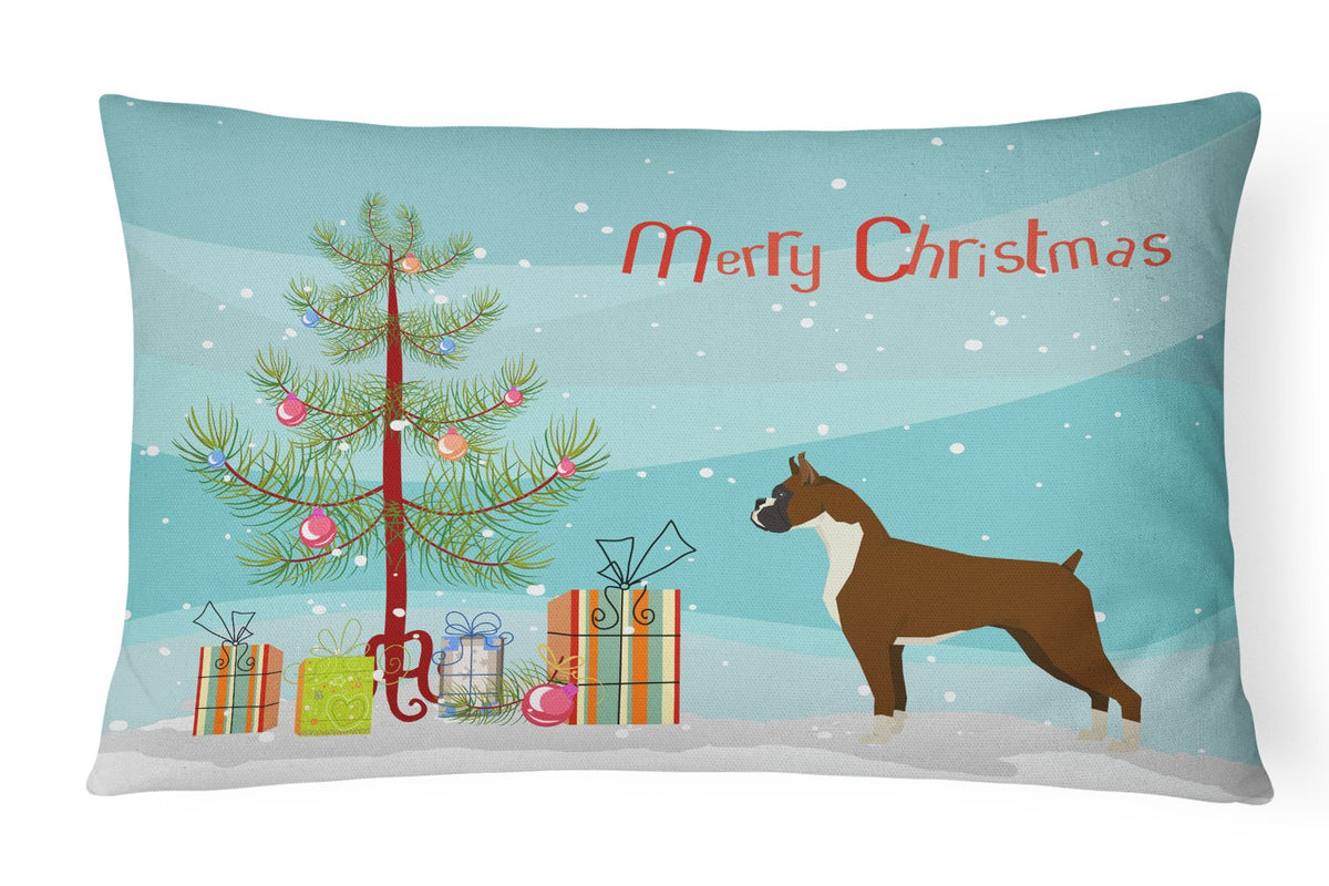 Boxer Christmas Tree Canvas Fabric Decorative Pillow CK3526PW1216 by Caroline&#39;s Treasures