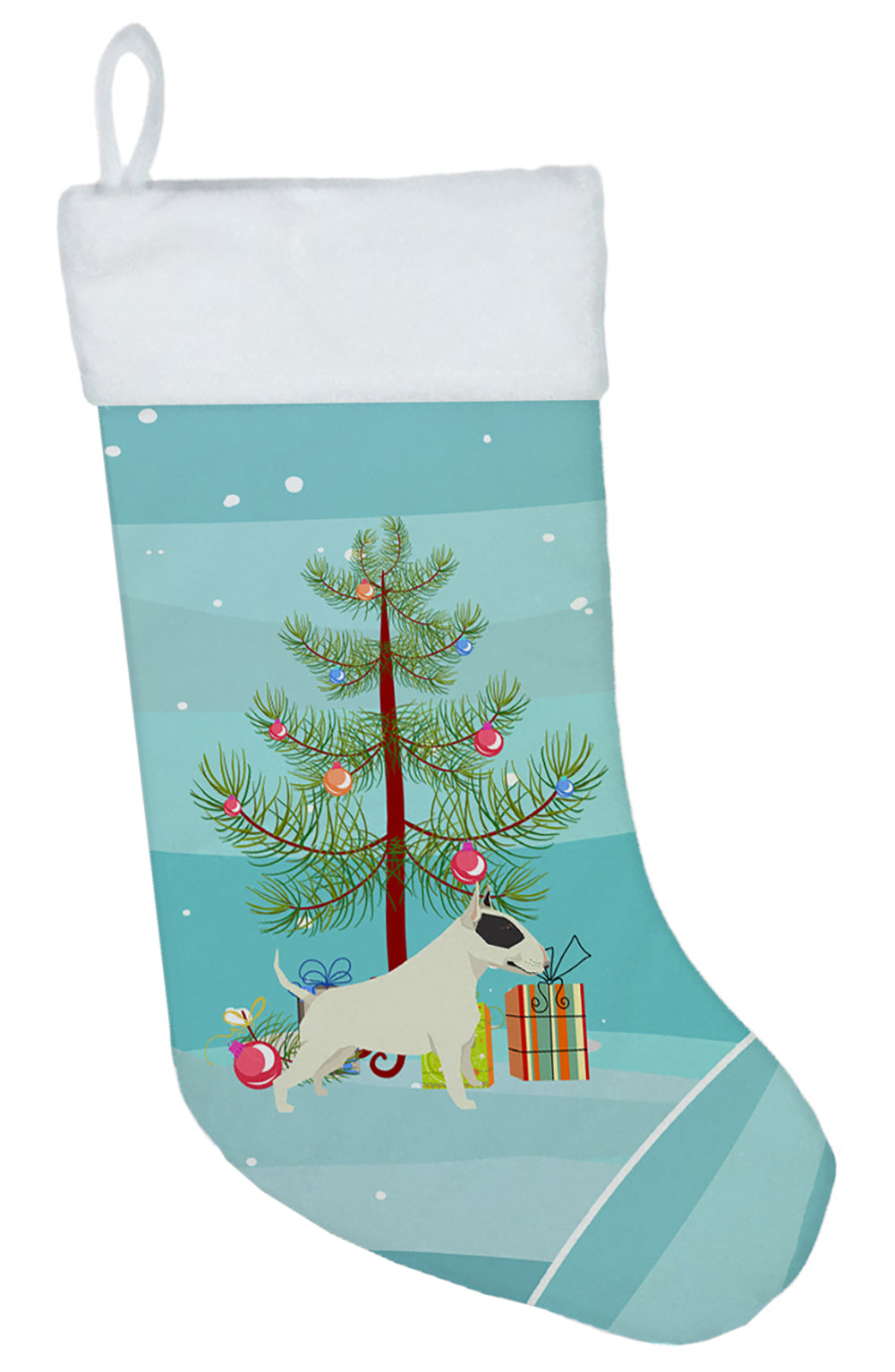 Black and White Bull Terrier Christmas Tree Christmas Stocking CK3527CS  the-store.com.