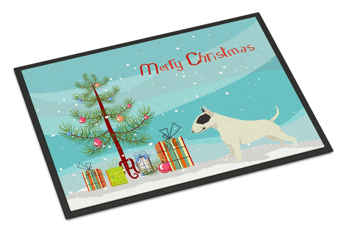 Black and White Bull Terrier Christmas Tree Indoor or Outdoor Mat 24x36 CK3527JMAT by Caroline&#39;s Treasures