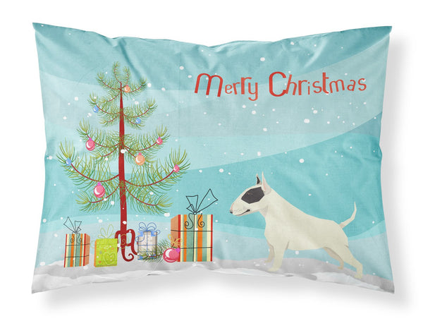 Black and White Bull Terrier Christmas Tree Fabric Standard Pillowcase CK3527PILLOWCASE by Caroline's Treasures