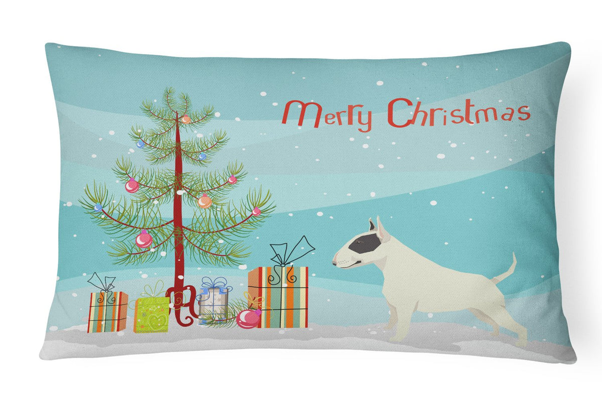 Black and White Bull Terrier Christmas Tree Canvas Fabric Decorative Pillow CK3527PW1216 by Caroline&#39;s Treasures