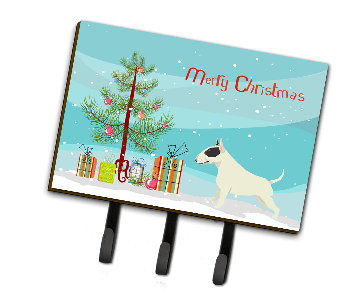 Black and White Bull Terrier Christmas Tree Leash or Key Holder CK3527TH68  the-store.com.