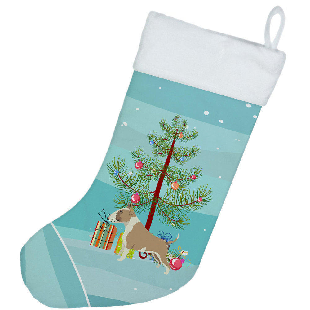 Fawn and White Bull Terrier Christmas Tree Christmas Stocking CK3528CS  the-store.com.