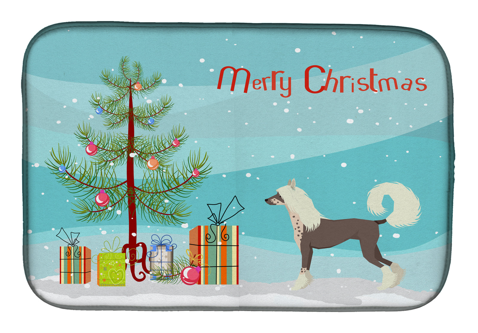 Chinese Crested Christmas Tree Dish Drying Mat CK3531DDM  the-store.com.