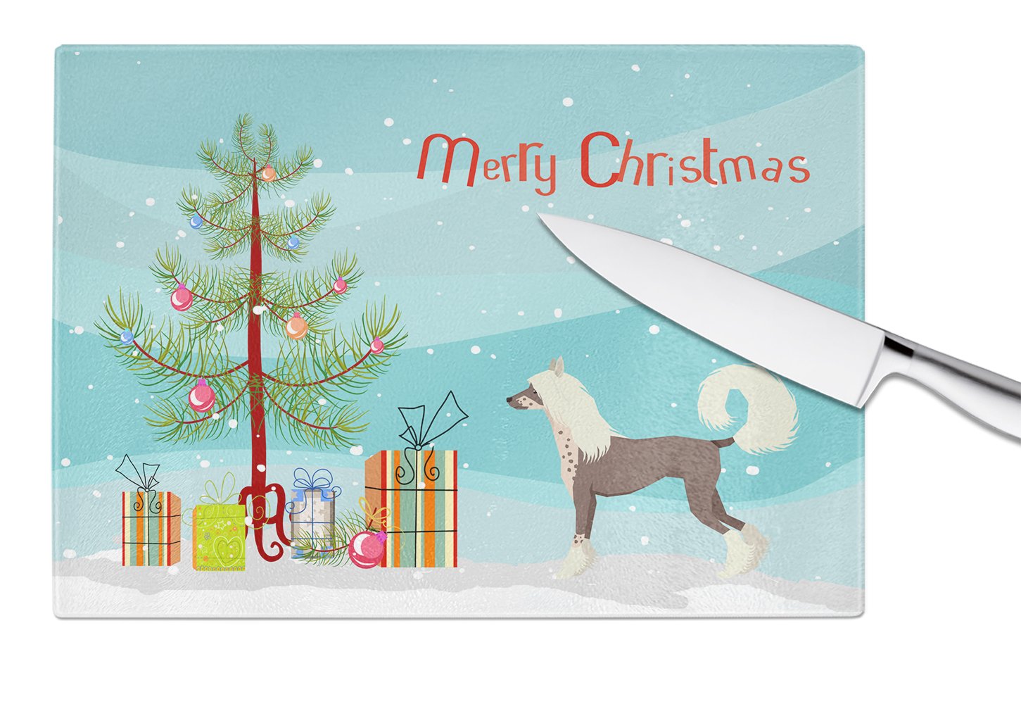 Chinese Crested Christmas Tree Glass Cutting Board Large CK3531LCB by Caroline's Treasures