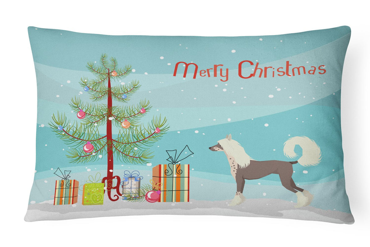 Chinese Crested Christmas Tree Canvas Fabric Decorative Pillow CK3531PW1216 by Caroline&#39;s Treasures