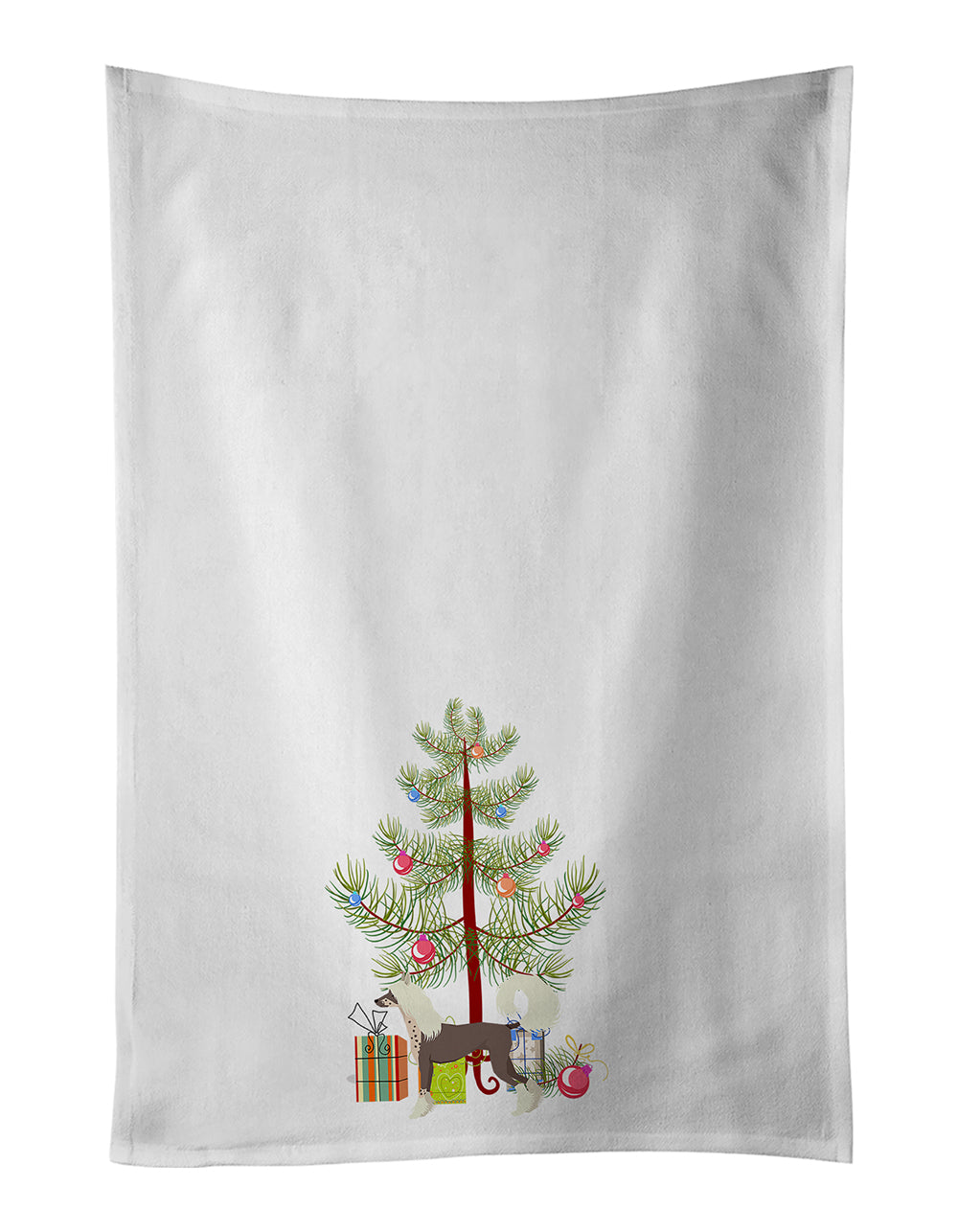 Buy this Chinese Crested Christmas Tree White Kitchen Towel Set of 2