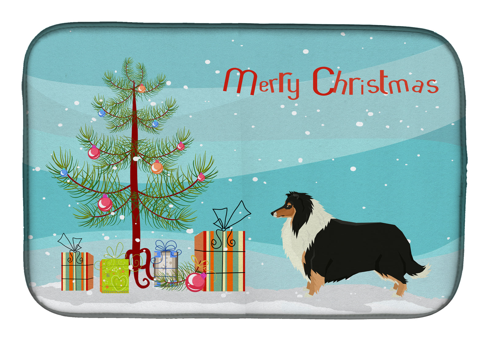 Collie Christmas Tree Dish Drying Mat CK3532DDM  the-store.com.