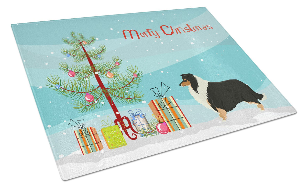 Collie Christmas Tree Glass Cutting Board Large CK3532LCB by Caroline&#39;s Treasures