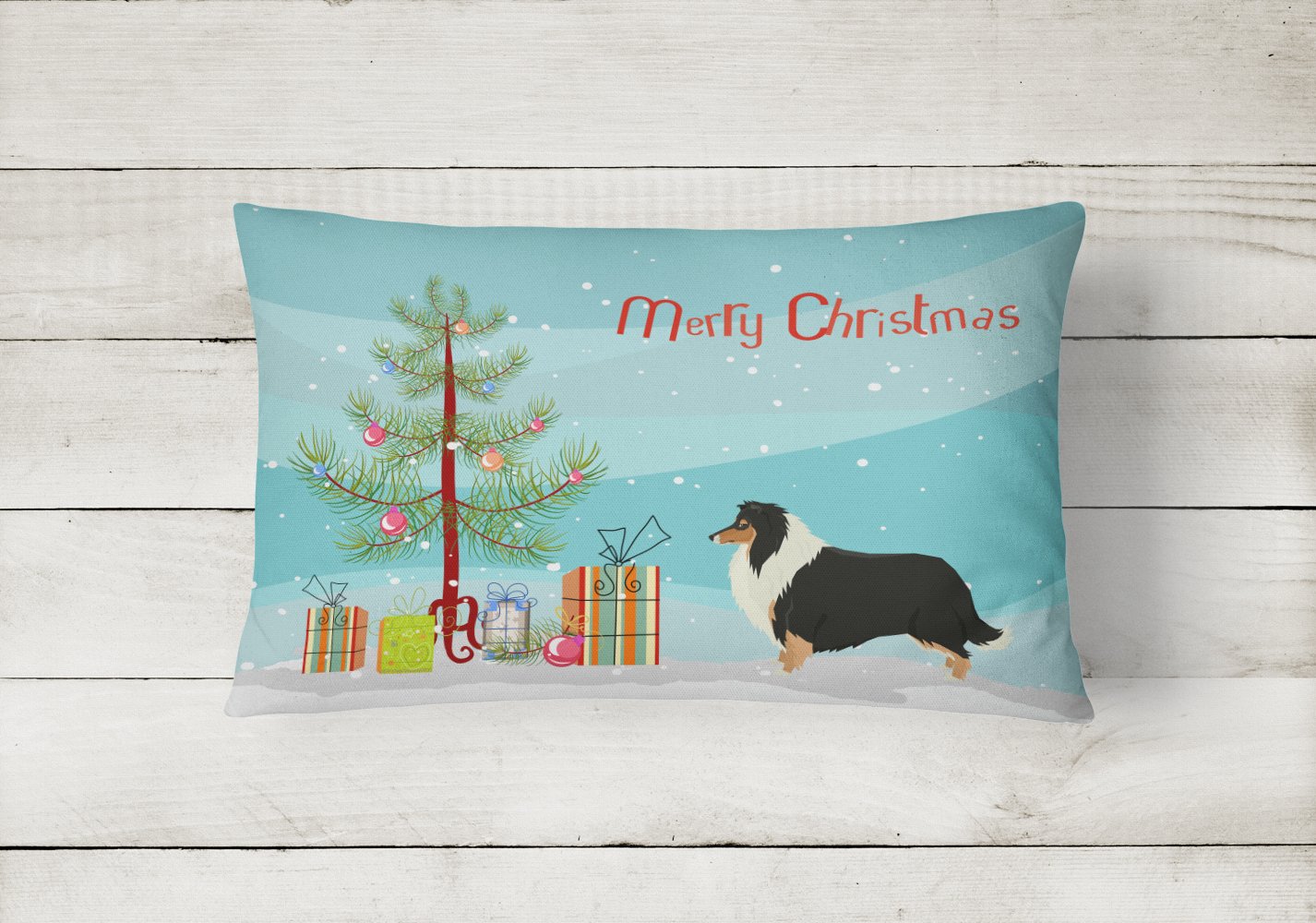 Collie Christmas Tree Canvas Fabric Decorative Pillow CK3532PW1216 by Caroline's Treasures