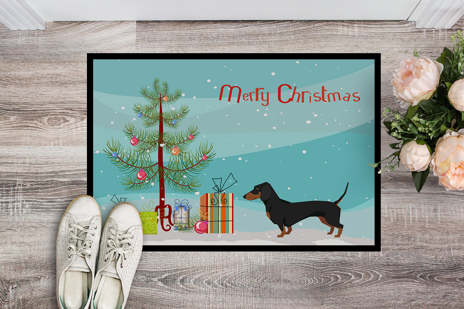 Dachshund Christmas Tree Indoor or Outdoor Mat 18x27 CK3533MAT - the-store.com
