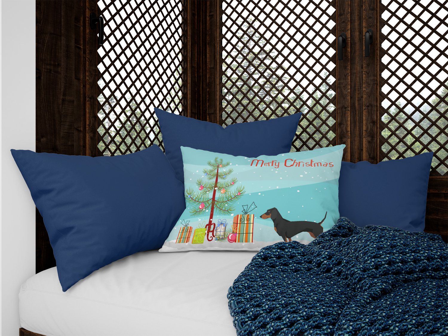 Dachshund Christmas Tree Canvas Fabric Decorative Pillow CK3533PW1216 by Caroline's Treasures