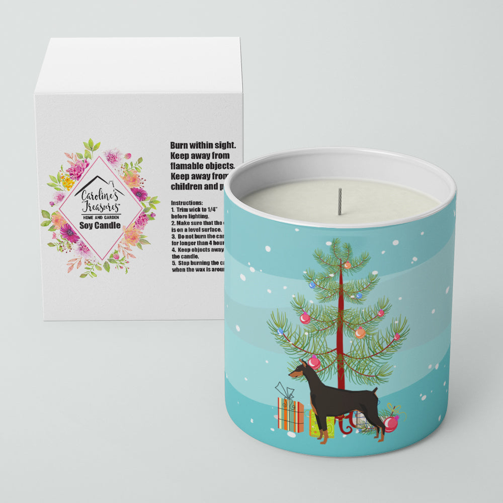 Doberman Pinscher Christmas Tree 10 oz Decorative Soy Candle - the-store.com