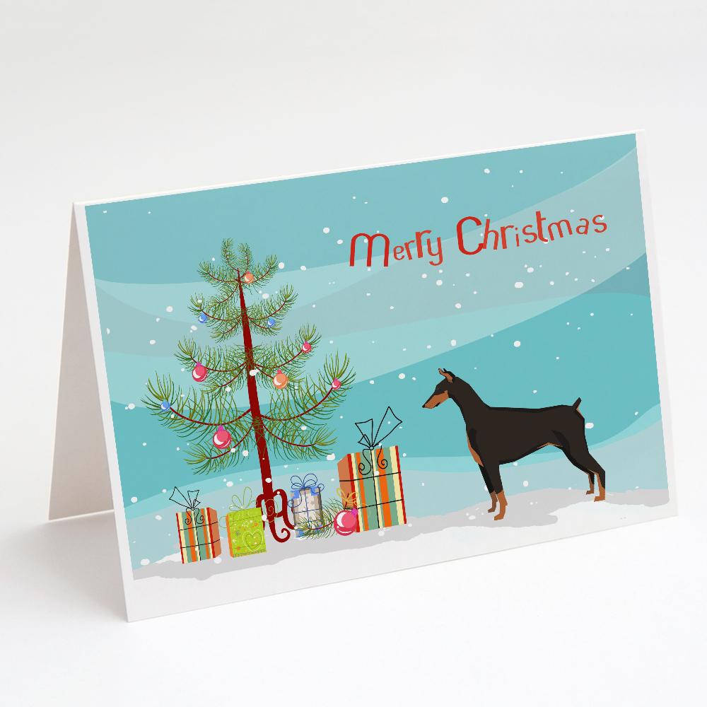 Buy this Doberman Pinscher Christmas Tree Greeting Cards and Envelopes Pack of 8
