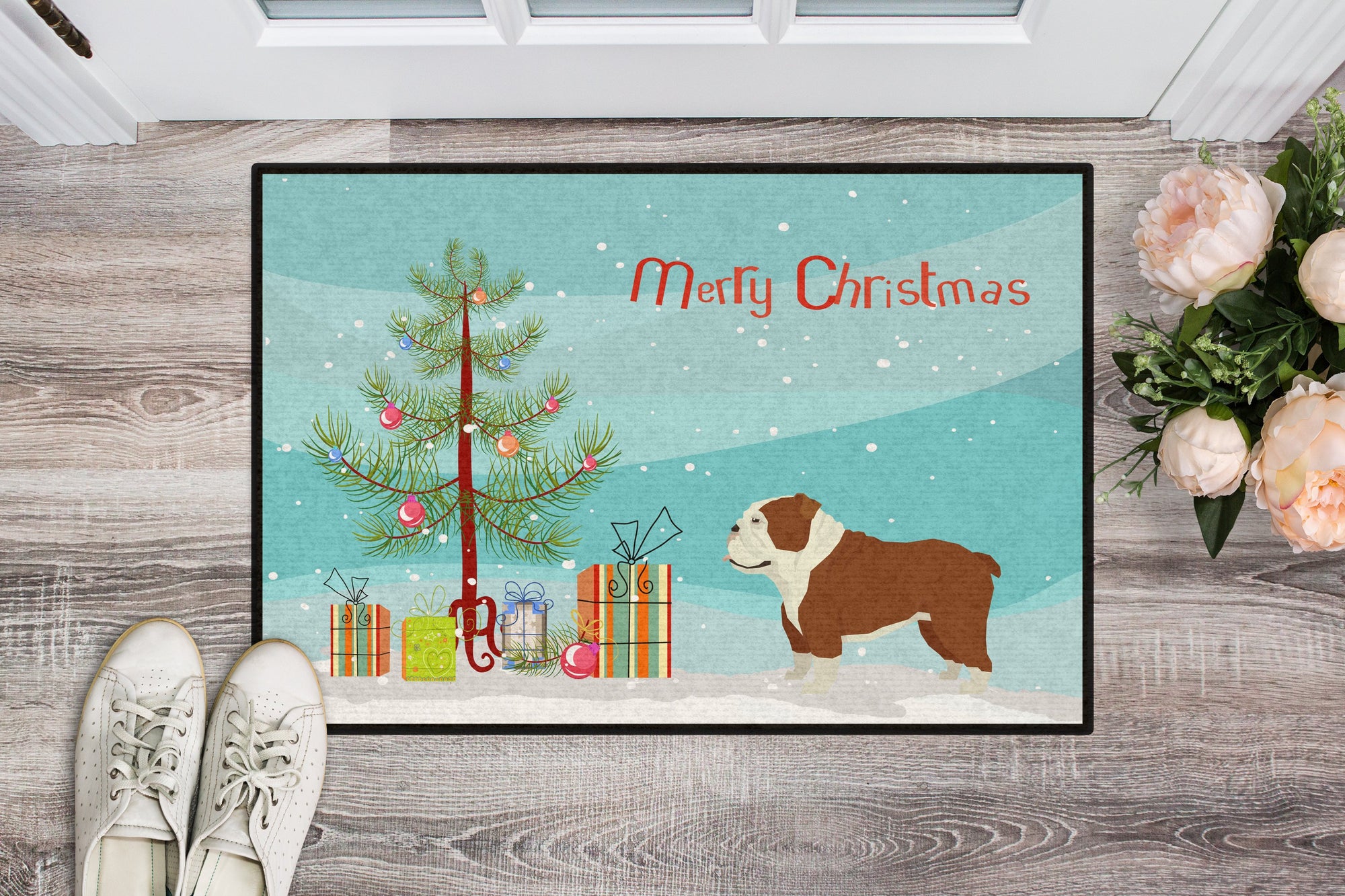 English Bulldog Christmas Tree Indoor or Outdoor Mat 24x36 CK3536JMAT by Caroline's Treasures