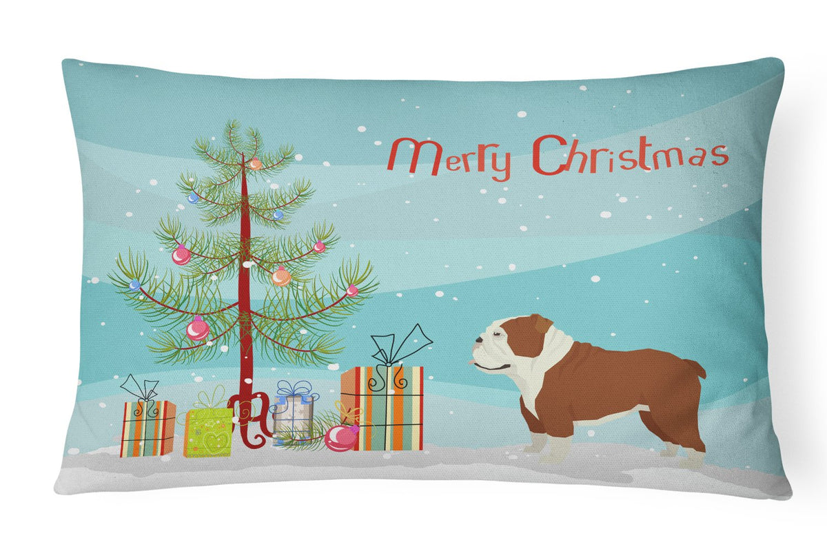 English Bulldog Christmas Tree Canvas Fabric Decorative Pillow CK3536PW1216 by Caroline&#39;s Treasures