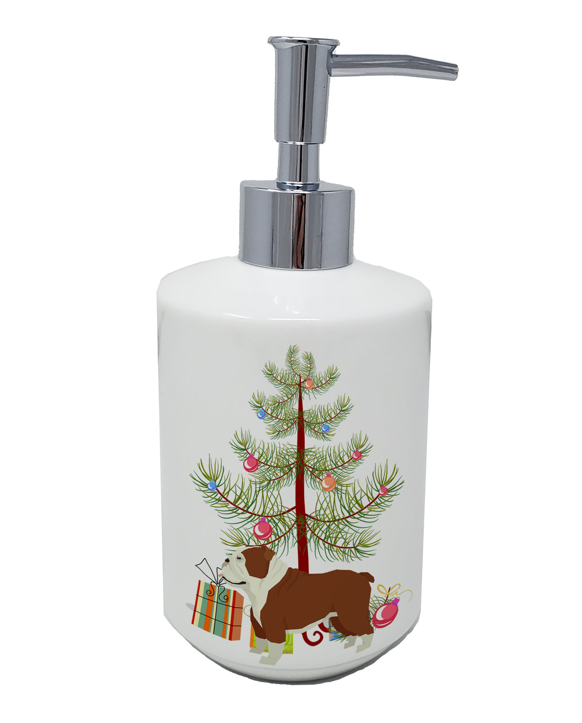 Buy this English Bulldog Christmas Tree Ceramic Soap Dispenser