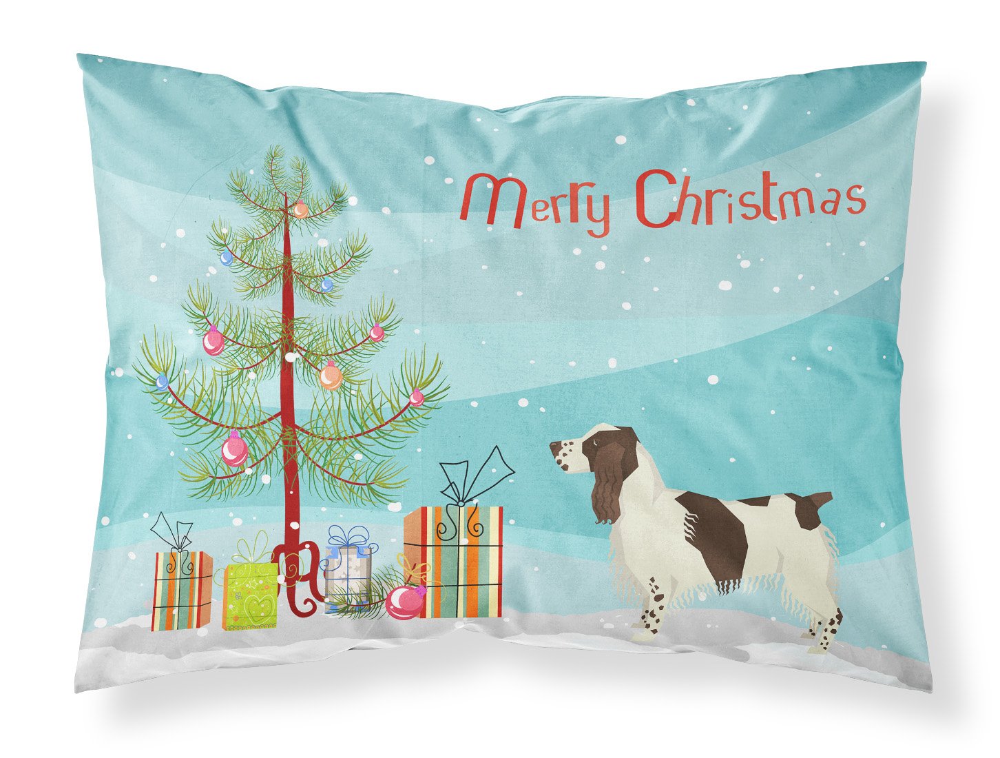 English Springer Spaniel Christmas Tree Fabric Standard Pillowcase CK3537PILLOWCASE by Caroline's Treasures