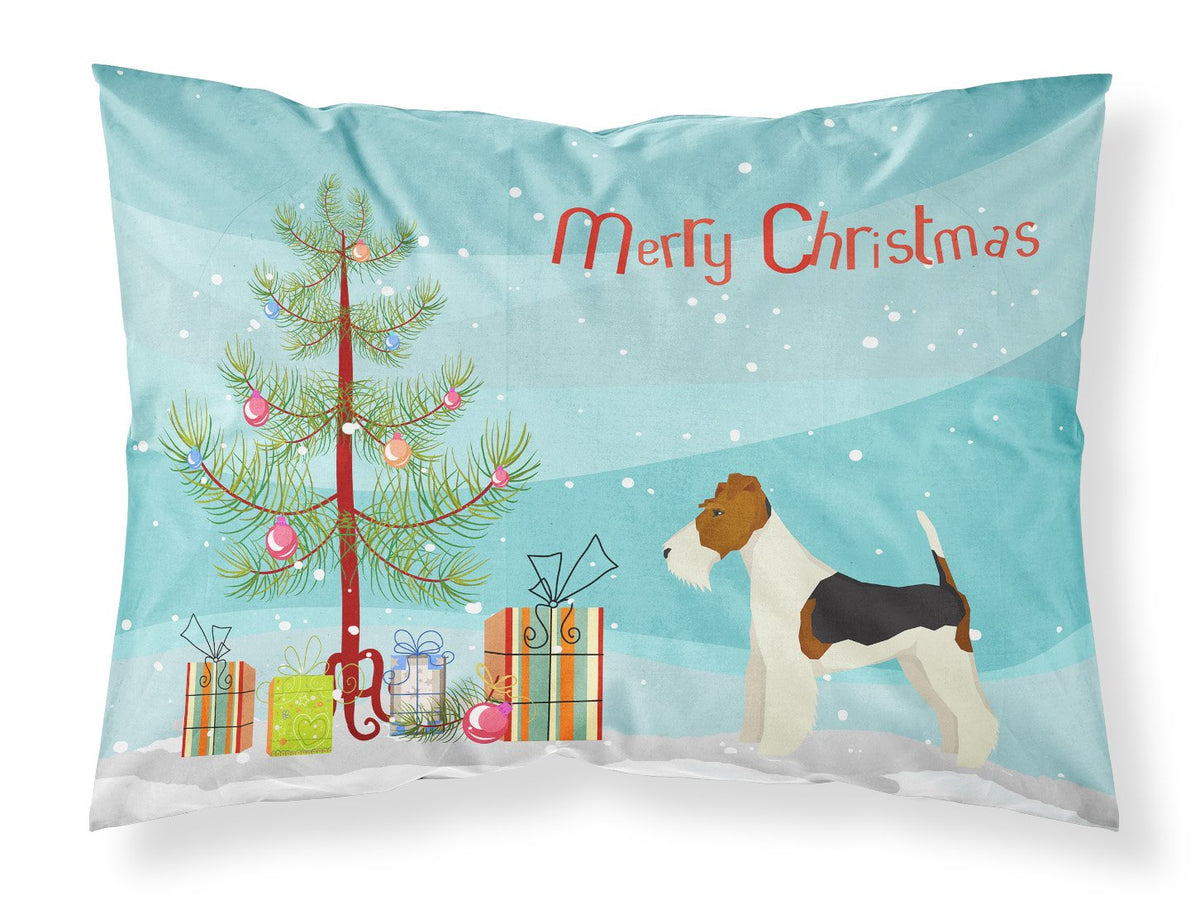 Fox Terrier Christmas Tree Fabric Standard Pillowcase CK3538PILLOWCASE by Caroline&#39;s Treasures