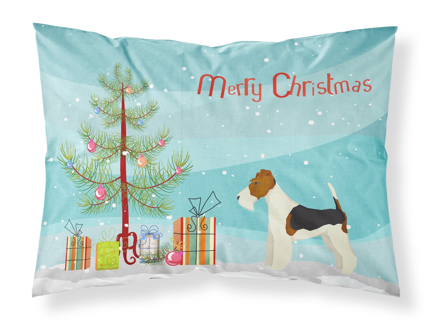 Fox Terrier Christmas Tree Fabric Standard Pillowcase CK3538PILLOWCASE by Caroline's Treasures