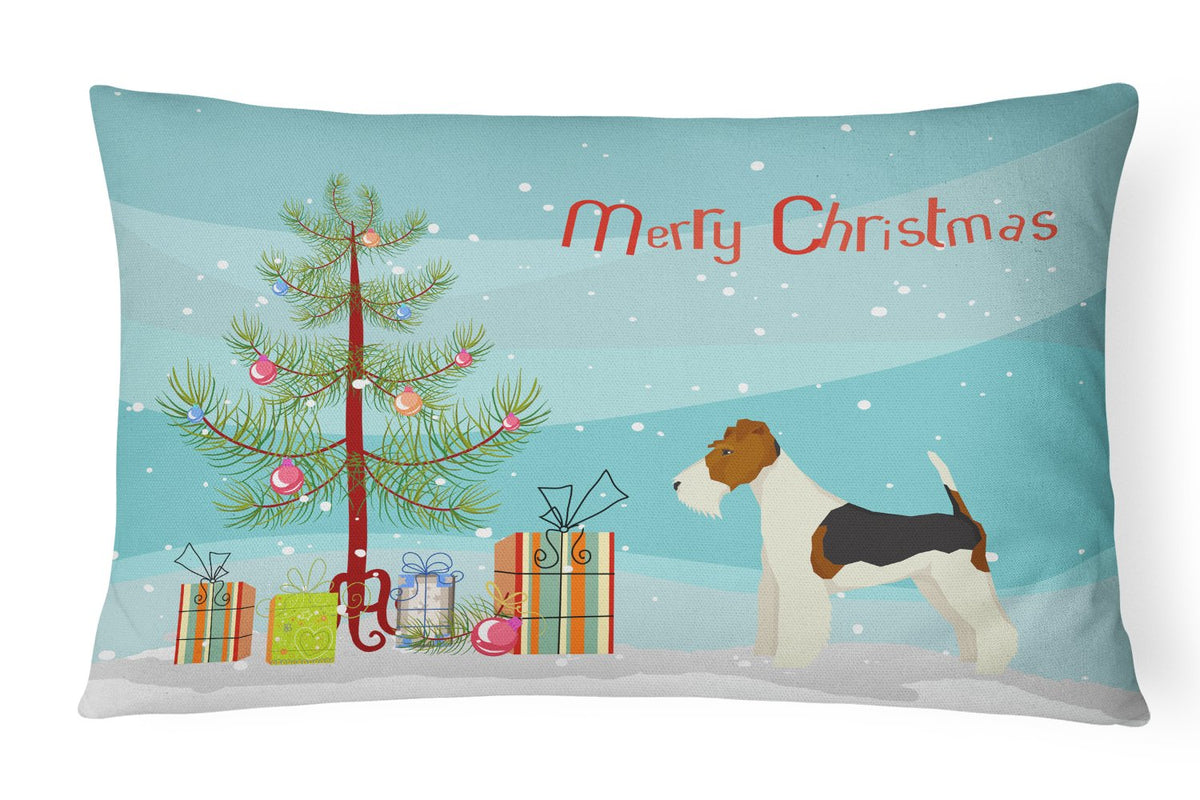 Fox Terrier Christmas Tree Canvas Fabric Decorative Pillow CK3538PW1216 by Caroline&#39;s Treasures