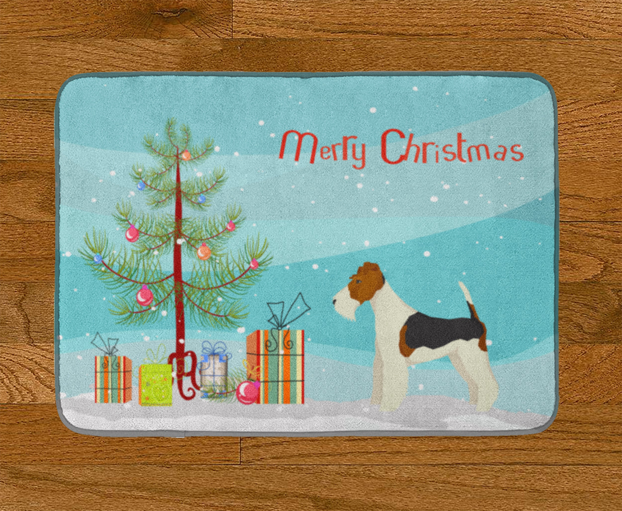 Fox Terrier Christmas Tree Machine Washable Memory Foam Mat CK3538RUG - the-store.com