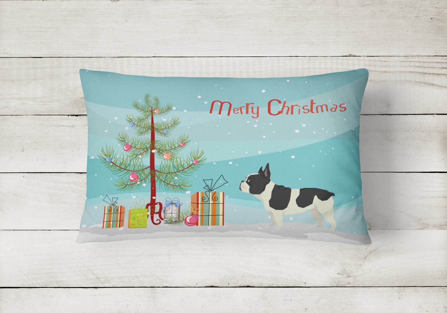 French Bulldog Christmas Tree Canvas Fabric Decorative Pillow CK3539PW1216 by Caroline's Treasures