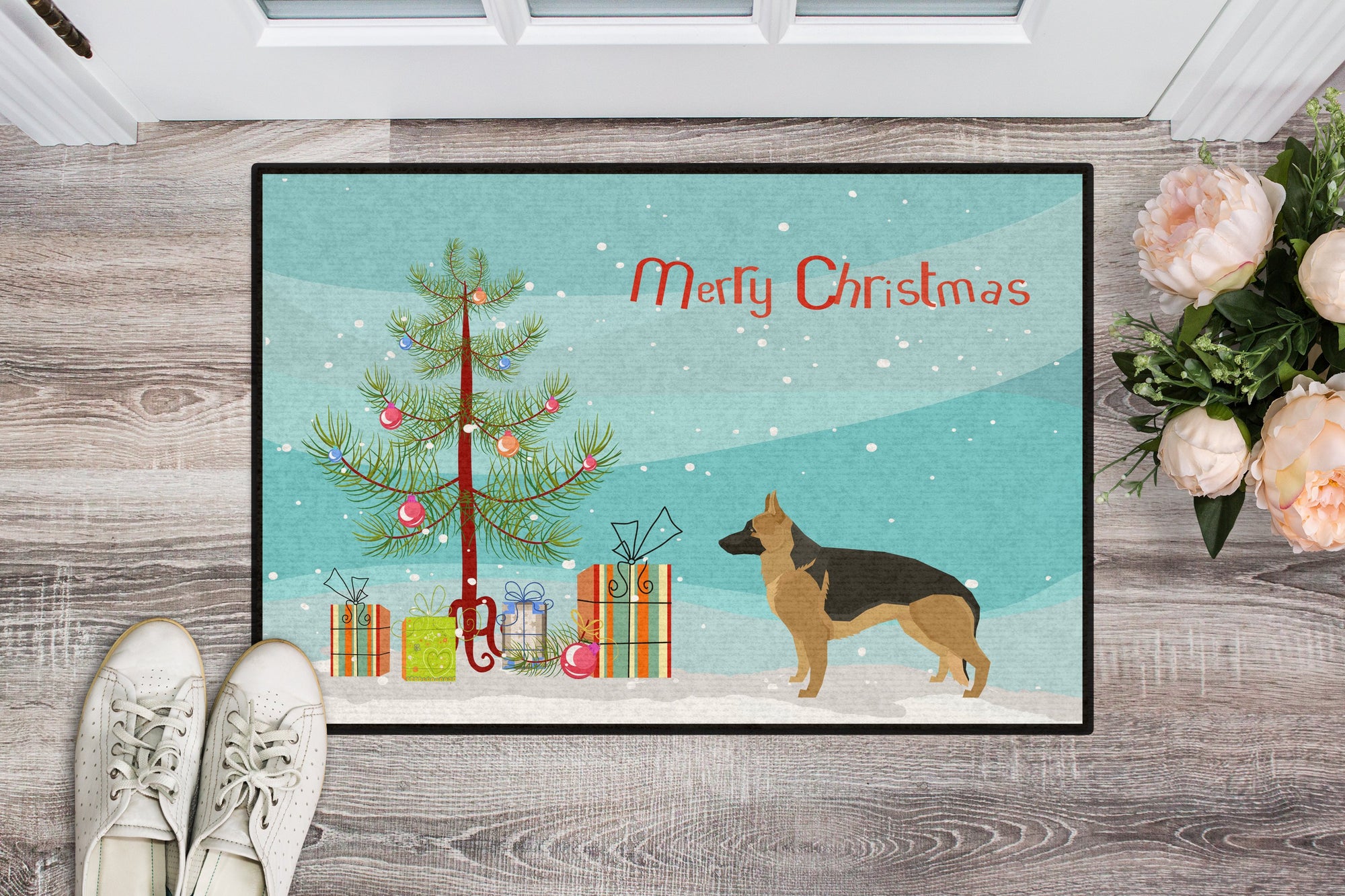 German Shepherd Christmas Tree Indoor or Outdoor Mat 24x36 CK3540JMAT by Caroline's Treasures