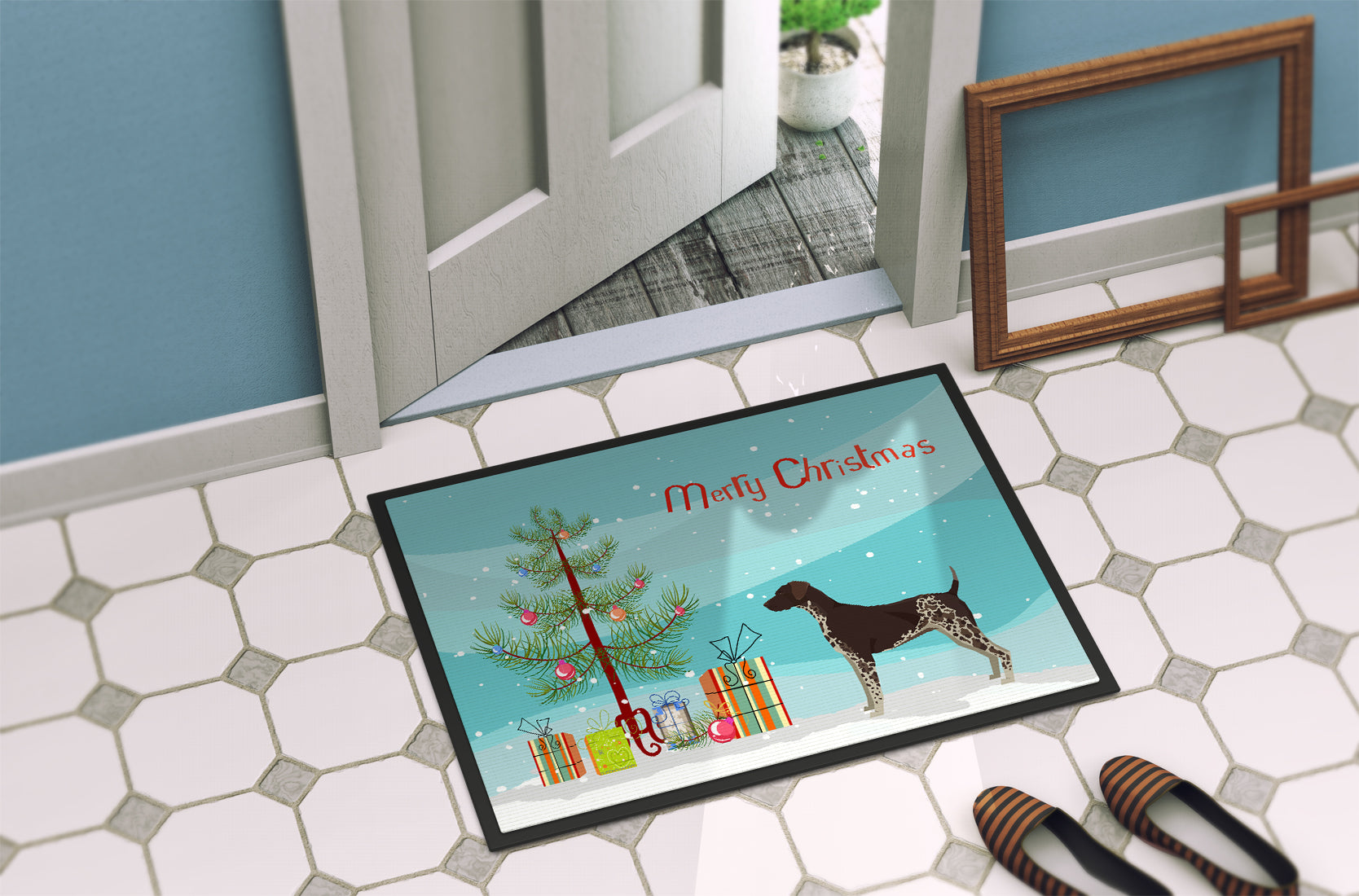German Shorthaired Pointer Christmas Tree Indoor or Outdoor Mat 18x27 CK3541MAT - the-store.com