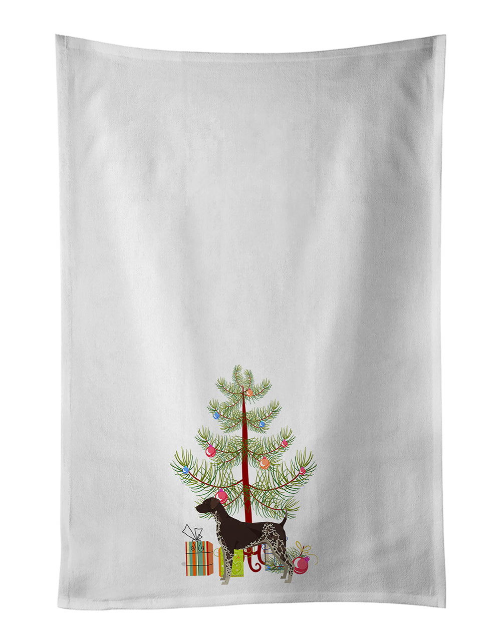 Buy this German Shorthaired Pointer Christmas Tree White Kitchen Towel Set of 2