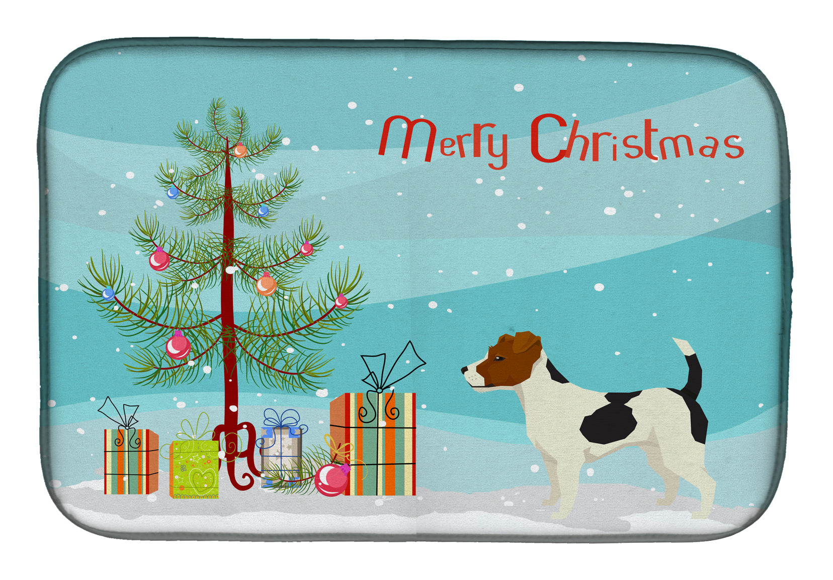 Jack Russell Terrier Christmas Tree Dish Drying Mat CK3547DDM  the-store.com.