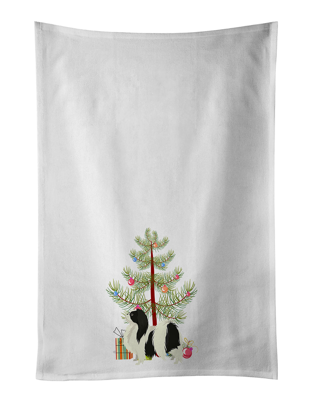 Buy this Japanese Chin Christmas Tree White Kitchen Towel Set of 2