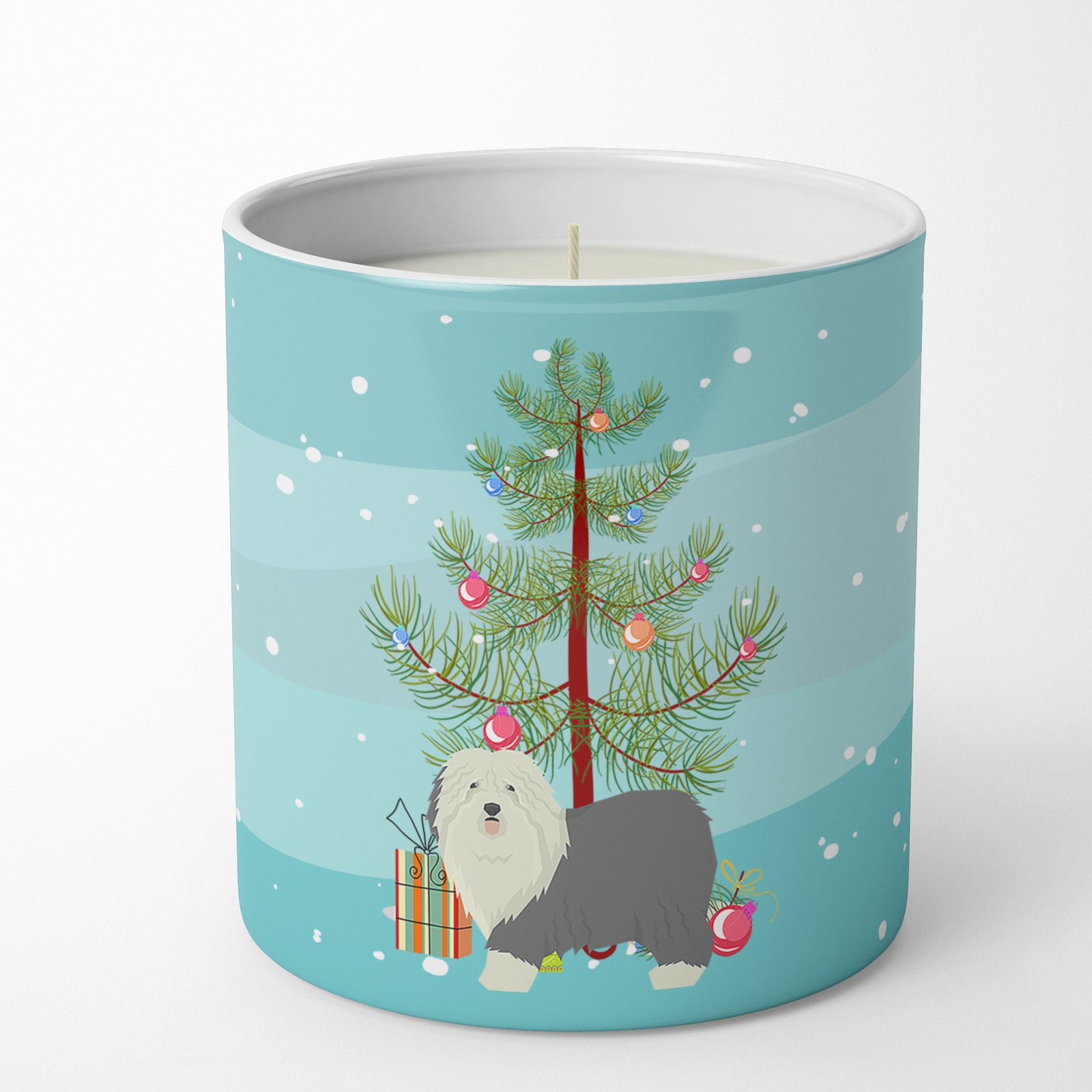 Buy this Old English Sheepdog Christmas Tree 10 oz Decorative Soy Candle