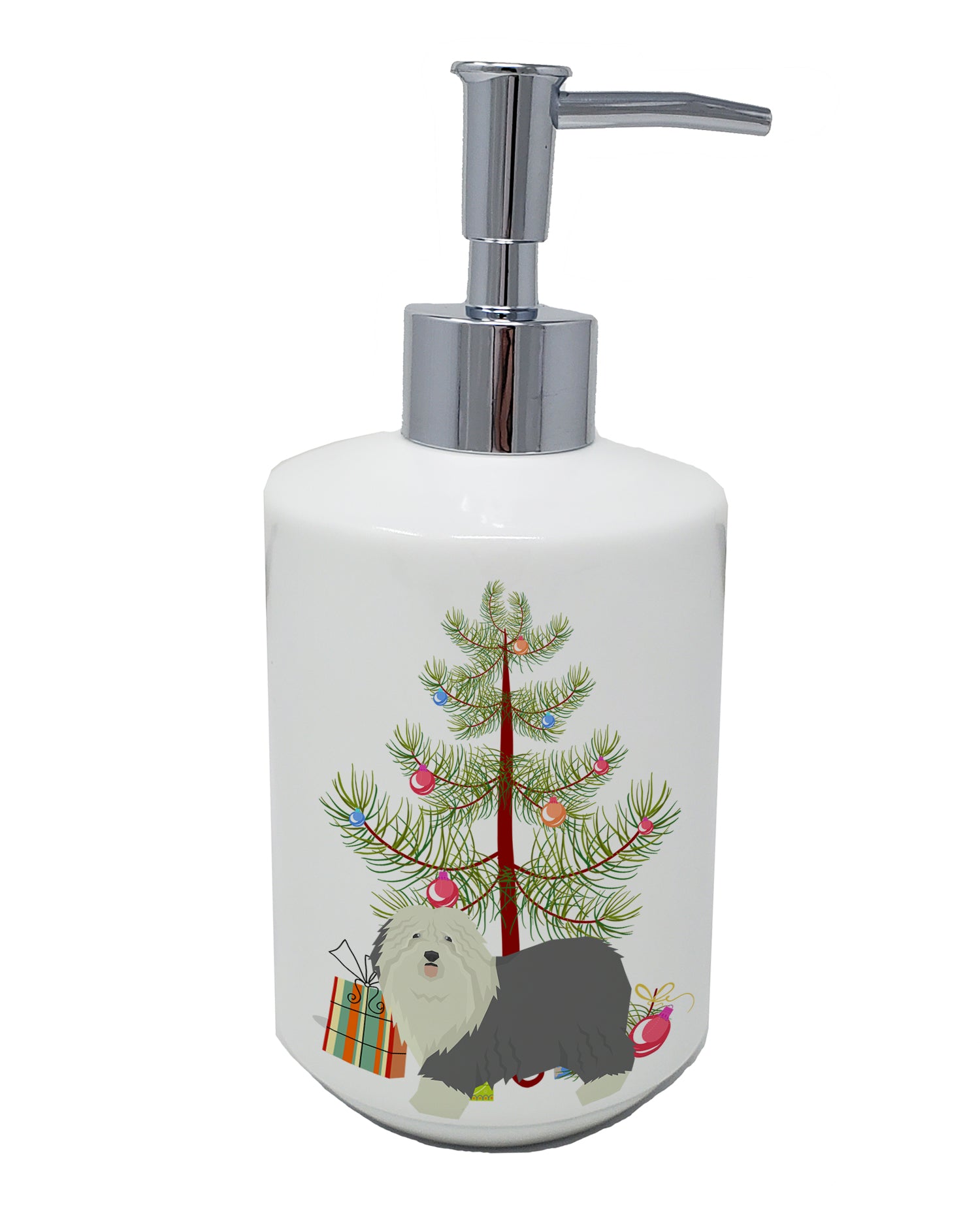 Buy this Old English Sheepdog Christmas Tree Ceramic Soap Dispenser