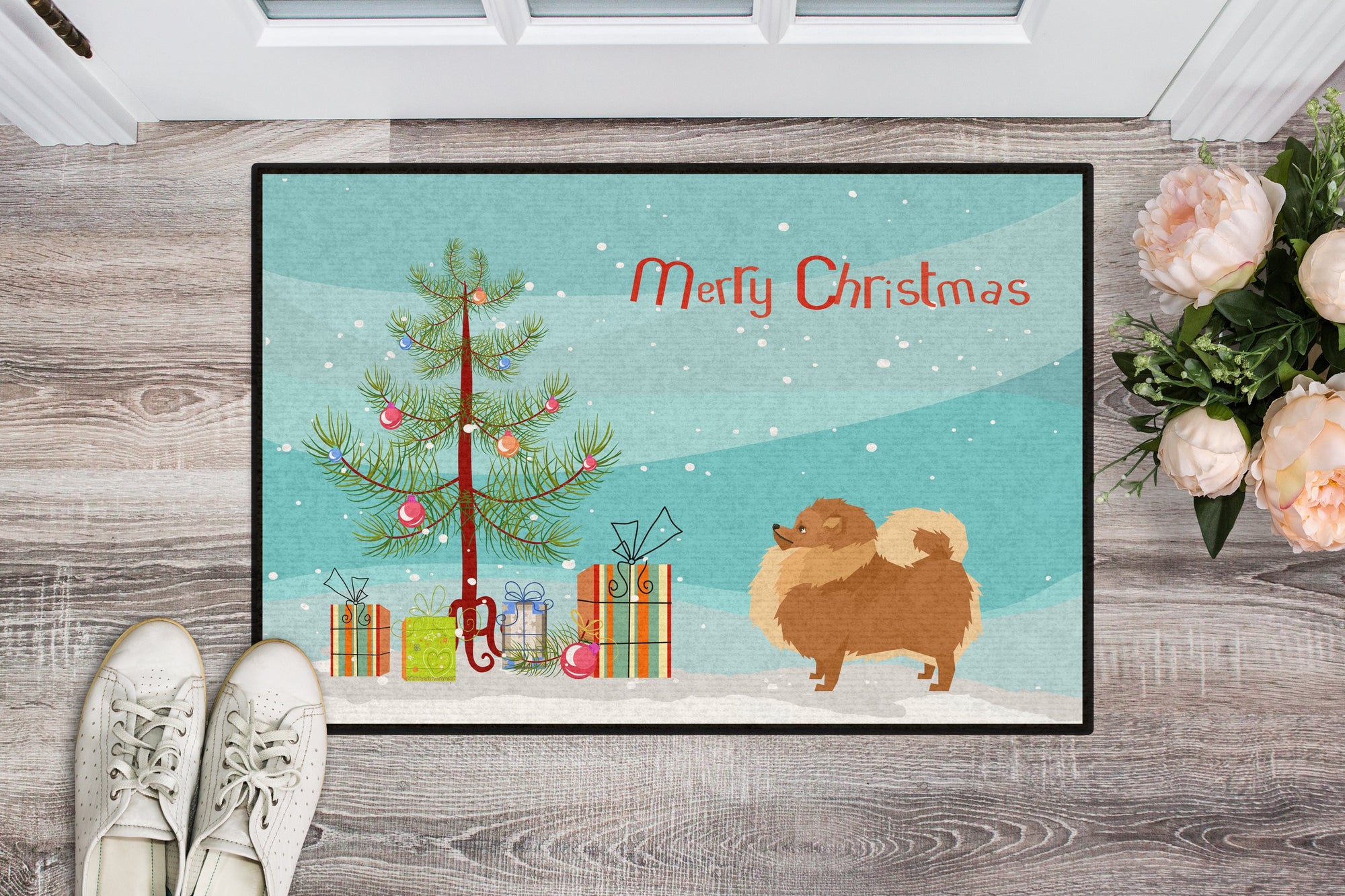Pomeranian Christmas Tree Indoor or Outdoor Mat 24x36 CK3555JMAT by Caroline's Treasures