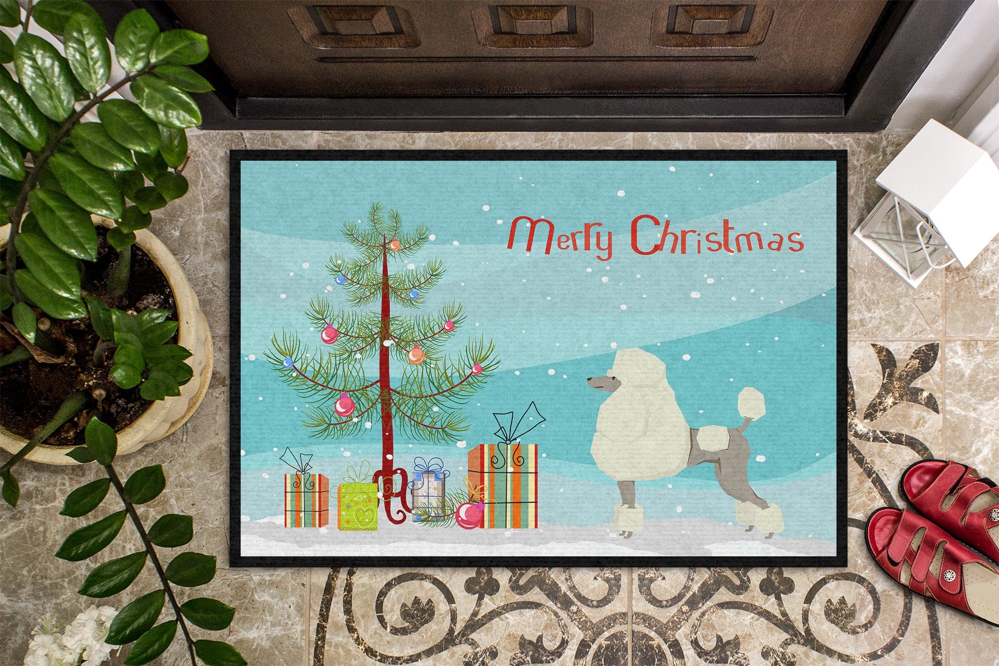 Poodle Christmas Tree Indoor or Outdoor Mat 24x36 CK3556JMAT by Caroline's Treasures