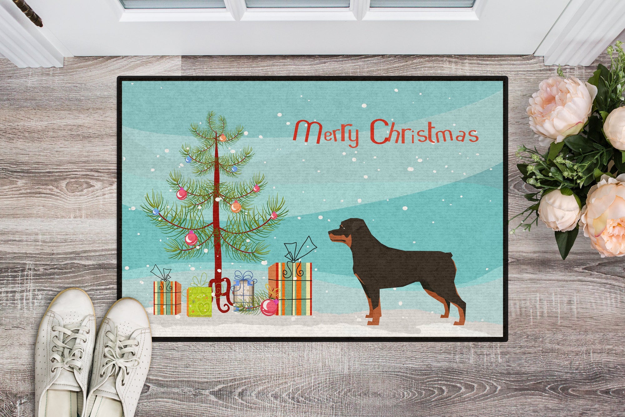 Rottweiler Christmas Tree Indoor or Outdoor Mat 24x36 CK3558JMAT by Caroline's Treasures