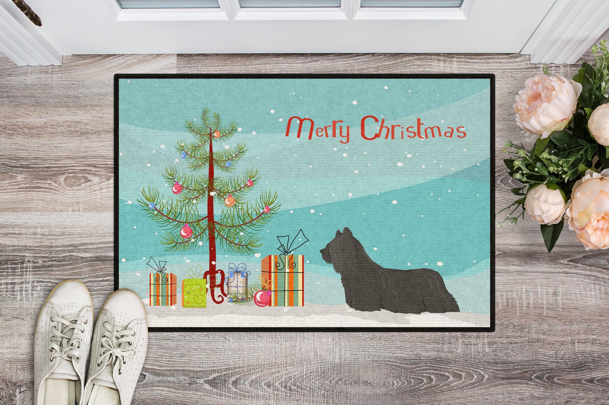 Skye Terrier Christmas Tree Indoor or Outdoor Mat 24x36 CK3564JMAT by Caroline's Treasures